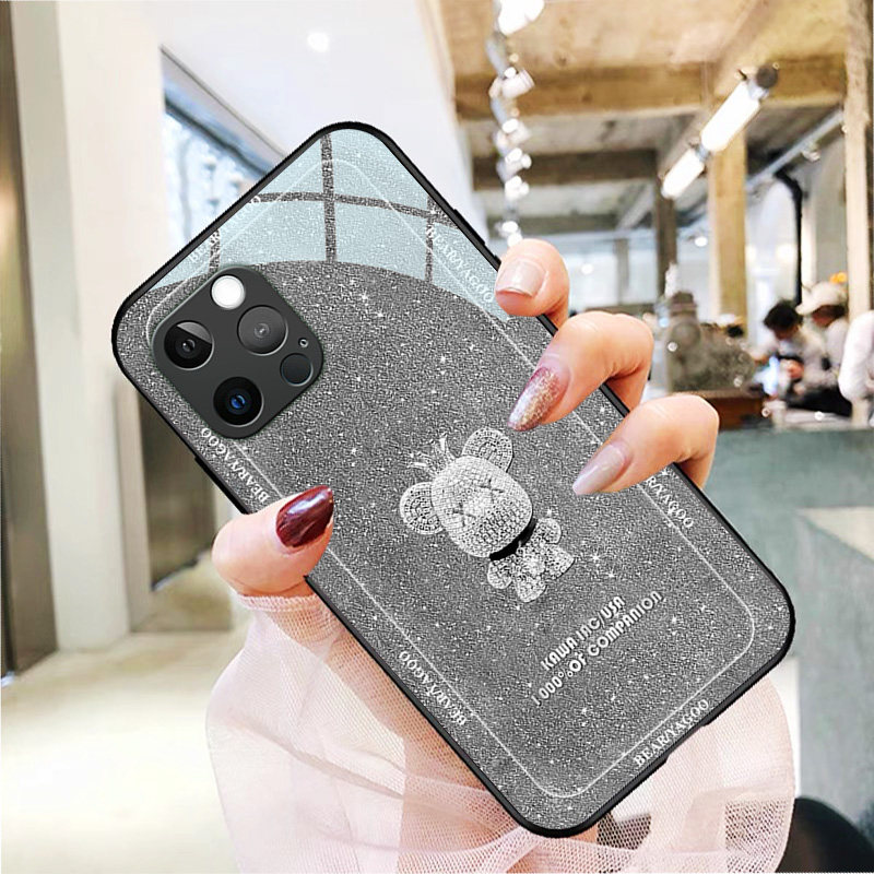 钻石皇冠熊苹果13手机壳iphone11promax新款12mini适用xsmax保护套xr网红潮牌se2高端78plus男女5玻璃6splus