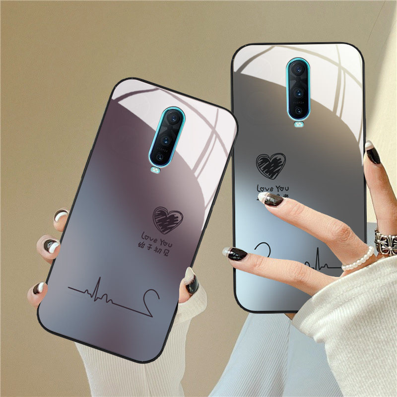 心跳爱心适用oppor17pro手机壳k10新款r15x高级感玻璃k1k9硅胶a95a93s网红女a72a92s男a97a57情侣a11x保护套