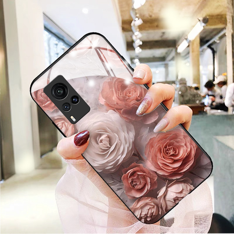 彩绘玫瑰奢华时尚玻璃硅胶手机壳