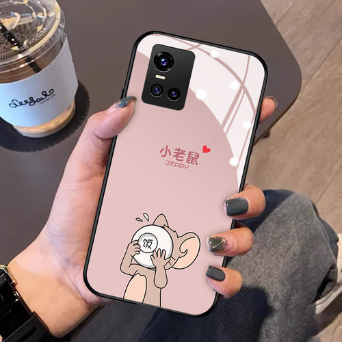 vivo玻璃硅胶卡通可爱情侣手机壳