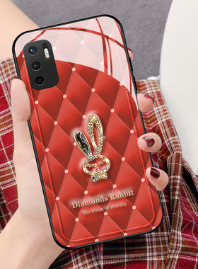 钻石红兔适用红米note11手机壳新款note10pro+新年时尚note9高级红色4g版5g玻璃硅胶10xpro女10x保护套男epro