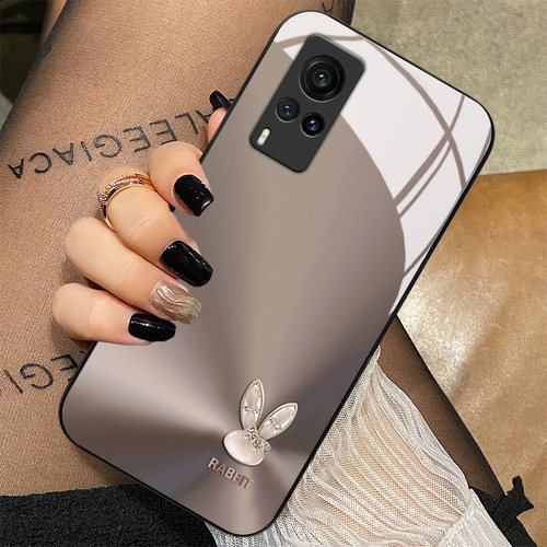 极光珍珠兔简约玻璃硅胶手机壳