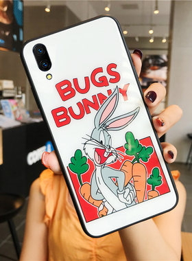 ins美式可爱卡通漫画兔vivoX20手机壳玻璃X21屏幕指纹适用情侣X21i/X21s网红男女款X9/X9S防摔X7保护套plus