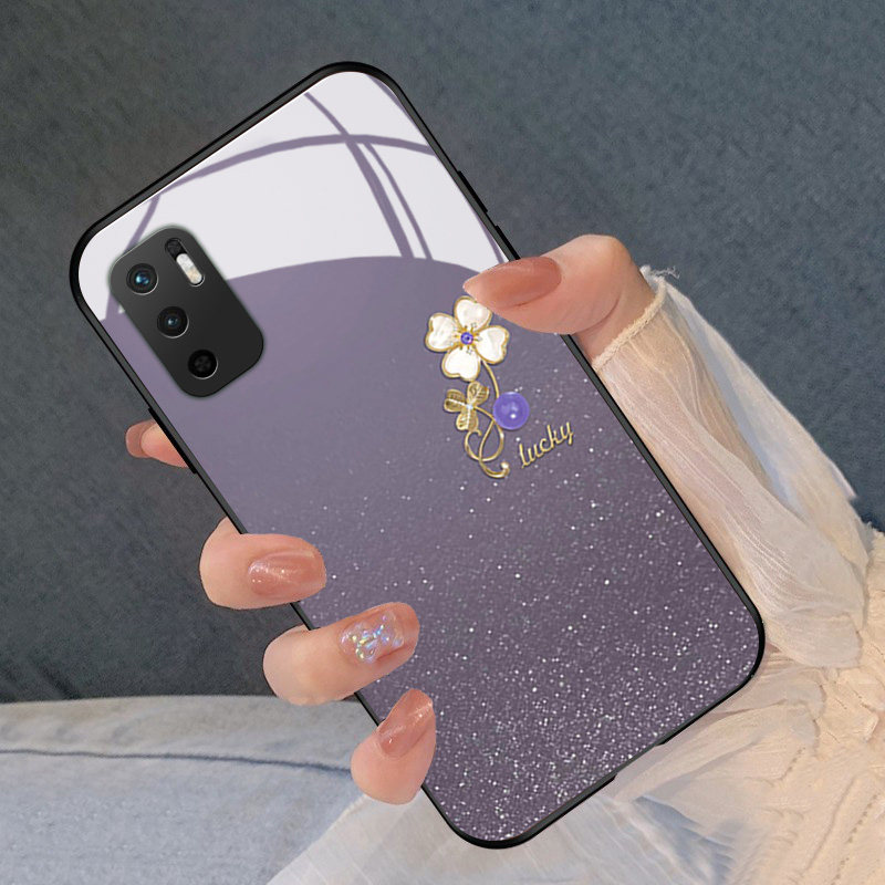 轻奢四叶草简约玻璃硅胶手机壳