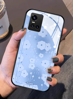 绿色小花适用vivos12手机壳y55s新款nex3s后指纹z1i套u1网红y95y97男y73s玻璃s10pro硅胶y85y83创意s9e女s7外