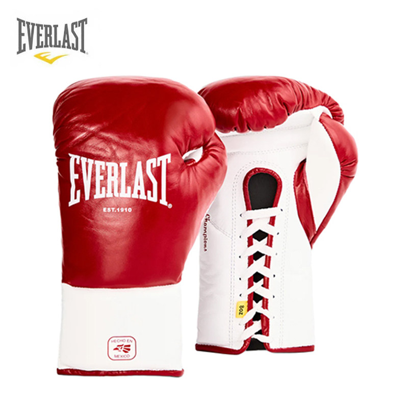 EVERLAST真皮拳击手套MX OG Fight Gloves专业系绳款训练比赛拳套