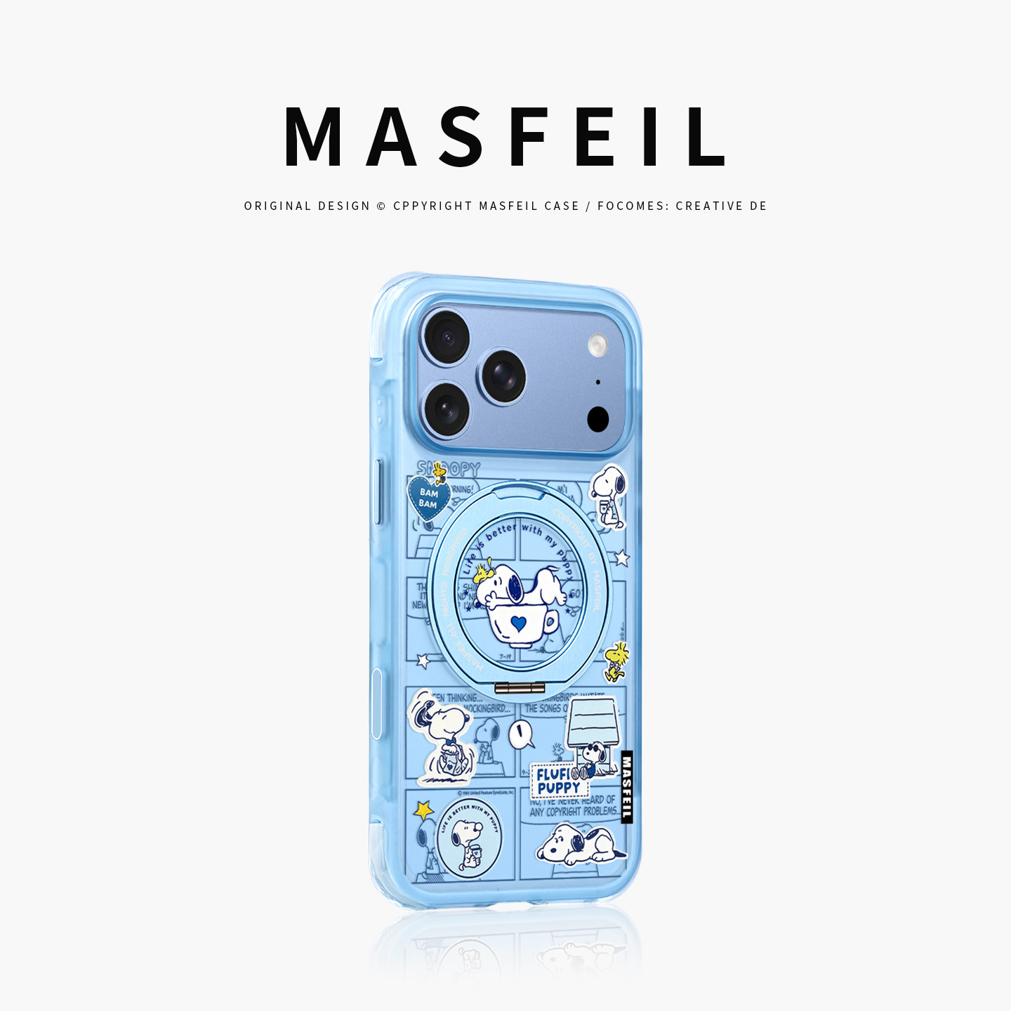 MASFEIL× 努比咖啡适用iPhone18Promax手机壳新款ip18pm磁吸带支架Go5苹果17Pro保护套支点全包情侣高级感17