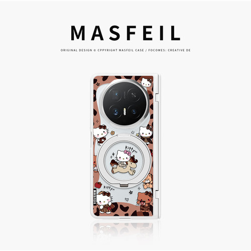 MASFEIL× 豹纹猫咪适用荣耀magicv6手机壳磁吸带支架折叠屏MagicV6透明全包保护套防摔v6新款高级感创意可爱