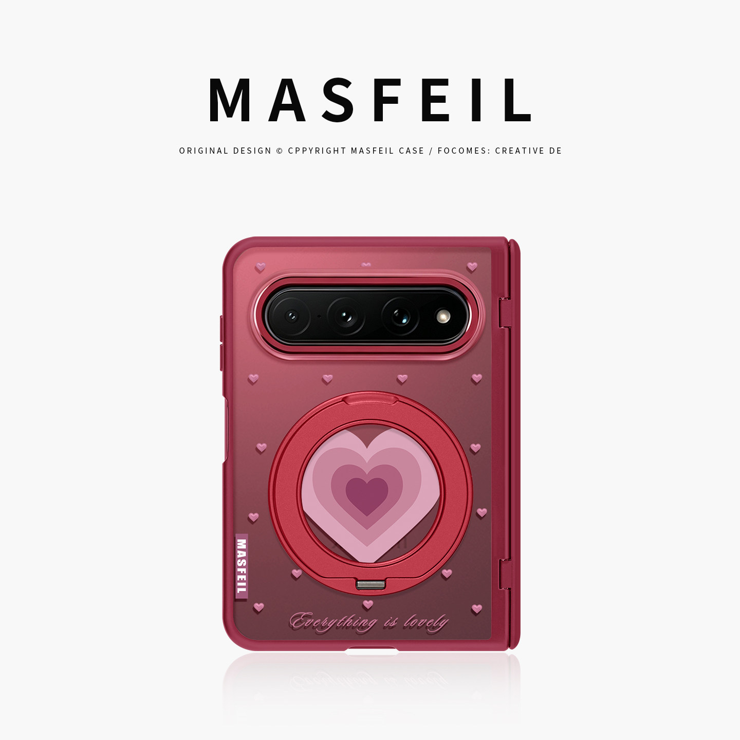 MASFEIL× 爱心旋律适用小米18Fold手机壳磁吸带支架阔折叠18Fold中轴全包保护套防摔女x2新款半透明超薄高级