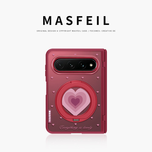MASFEIL× 爱心旋律适用小米18Fold手机壳磁吸带支架阔折叠18Fold中轴全包保护套防摔女x2新款半透明超薄高级