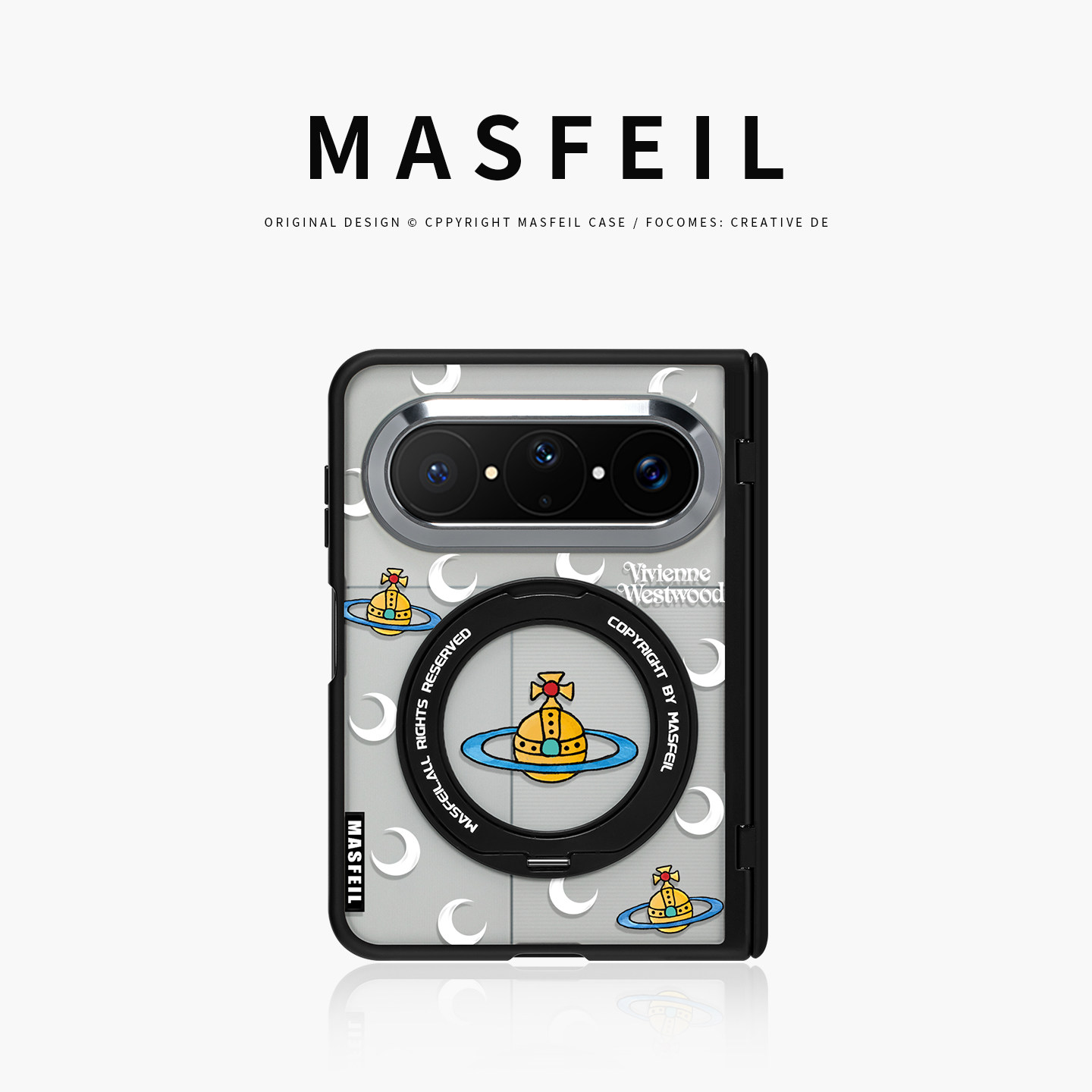 MASFEIL× 月牙土星适用华为PuraXMax手机壳磁吸带支架小折叠PURA典藏版半透明全包保护套防摔x2新款高级网红