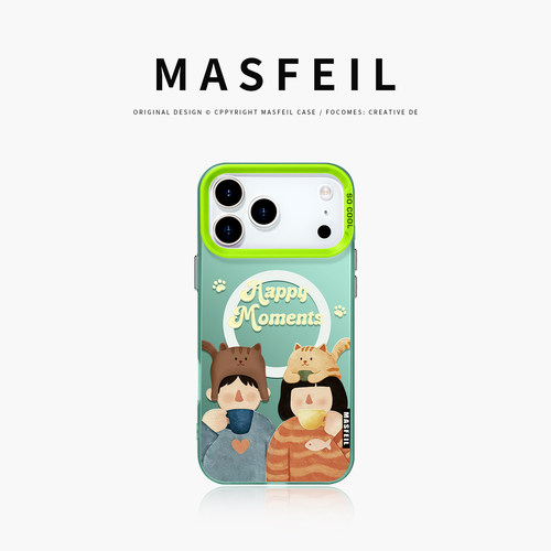 MASFEIL × 喵语时光适用苹果17Promax手机壳新款ip15pm磁吸带支架iPhone16pro保护套14可爱网红女高级全包13