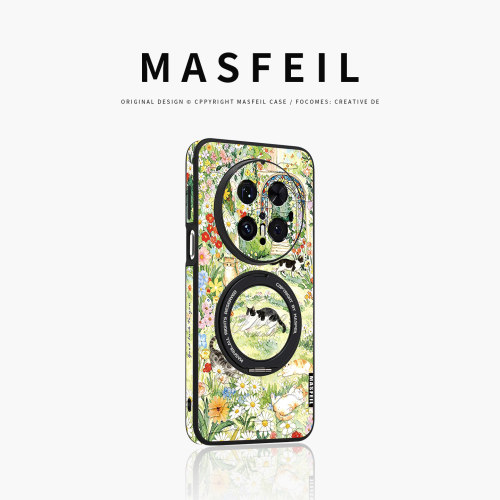 MASFEIL × 猫栖花野适用华为Mate80Promax手机壳mt70新款Pura90磁吸支点mate60por支架Ho5全包80高级感p70