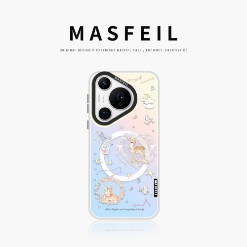 MASFEIL × 甜心小鹿适用华为Pura90Pro手机壳p70新款磁吸p60带支架p80pro+套可爱p50全包高级感Ultra好看女
