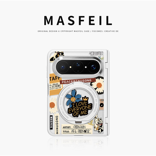MASFEIL× INS便签适用华为PuraXMax手机壳磁吸带支架小折叠PURA典藏版中轴全包保护套防摔x2新款透明高级感