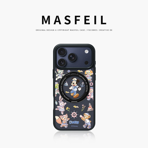 MASFEIL × 萌友同航适用苹果18promax手机壳iPhone17pro新款磁吸带支架ip16全包Fo5支点高级感15好看可爱女