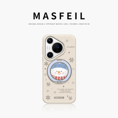 MASFEIL × 围巾雪人适用华为Pura70pro手机壳p80支点新款Eo1带支架全包液态硅胶女+套可爱秋冬Ultra高级感
