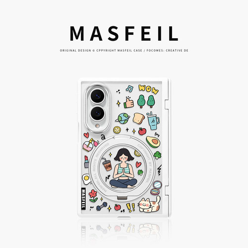 MASFEIL× 自律健康适用三星GalaxyZFold8Wide手机壳磁吸带支架小折叠屏阔Zfold8透明全包保护套防摔新款高档