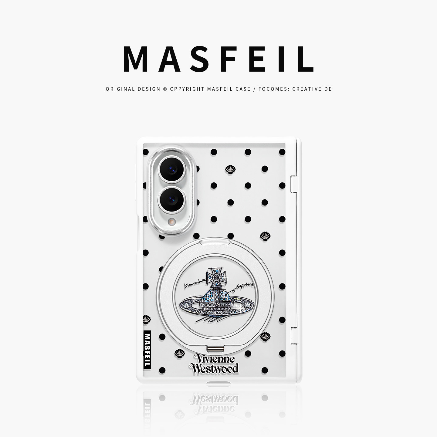 MASFEIL× 贝壳土星适用三星GalaxyZFold8Wide手机壳磁吸带支架小折叠屏阔Zfold8透明全包保护套防摔新款高档