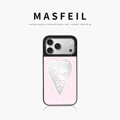 MASFEIL× 白兔心语适用iPhone18Promax手机壳新款ip16磁吸带支架苹果17Pro套Jo5镜面高级感13pm全包15网红女