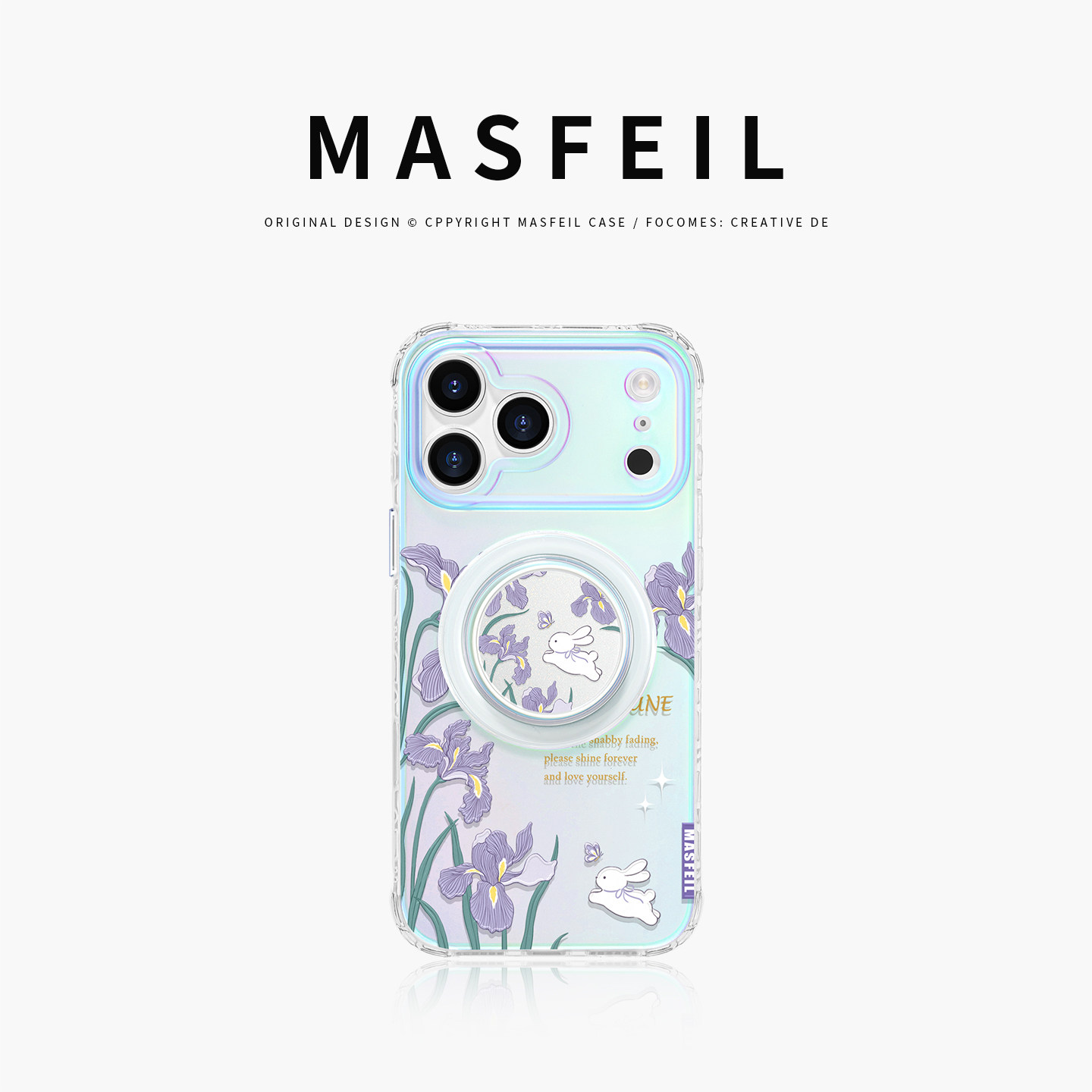 MASFEIL× 紫花兔语适用iPhone17Promax手机壳新款ip17磁吸带支架苹果16Pro套Jo9可爱ins风高级感17pm全包女