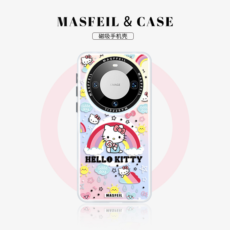 MASFEIL × 彩虹KT适用华为Mate60Pro手机壳磁吸带支架mate70/40保护套女50高级感mt30可爱超薄por+全包新款