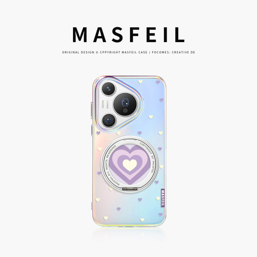 MASFEIL × 爱心光晕适用华为Pura80pro手机壳磁吸pura70支点壳新款带支架套全包p70超薄的高级感可爱女Lo5+