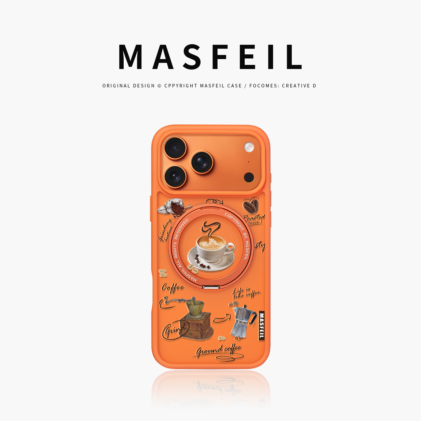 MASFEIL × 咖啡手账适用苹果17promax手机壳iPhone17pro新款带支架ip17全包女Fo5磁吸支点简约高级感保护套