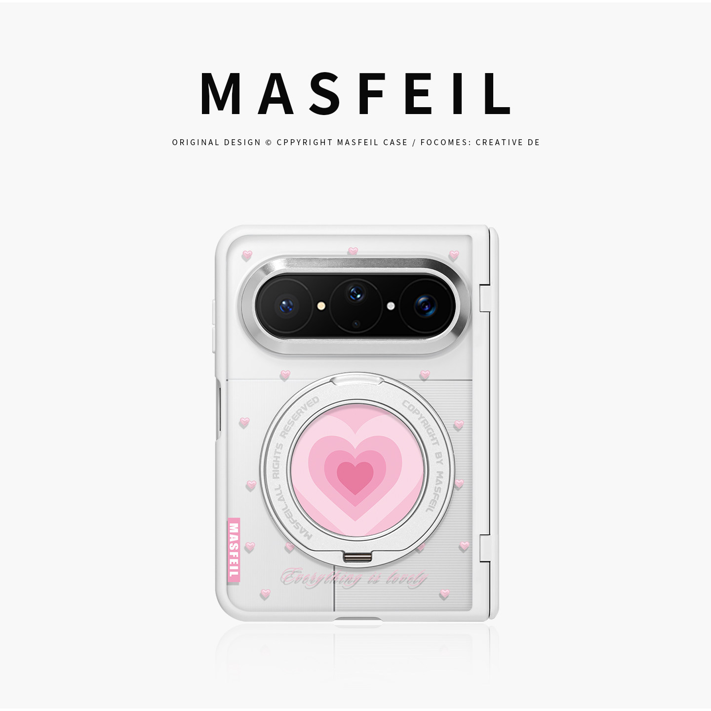 MASFEIL× 爱心旋律适用华为PuraXMax手机壳磁吸带支架小折叠PURA典藏版中轴全包保护套防摔女x2新款半透高档