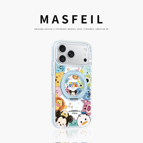 MASFEIL× 奇奇团子圈适用iPhone17Promax手机壳新款ip15磁吸带支架Go8苹果16Pro保护套支点透明高级感13pm女