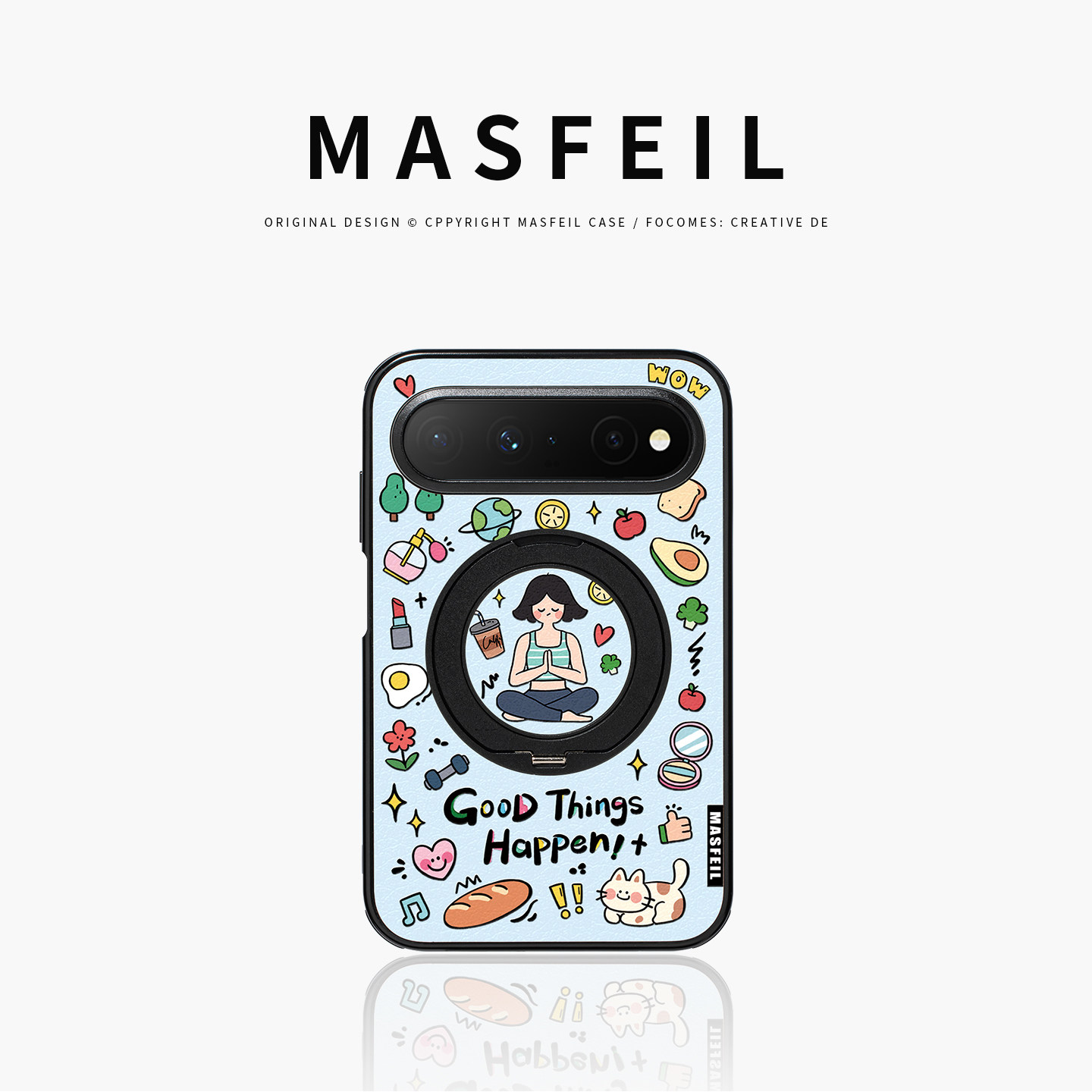 MASFEIL× 自律健康适用华为PuraXView手机壳磁吸带支架PW新款阔直板Pura X View全包保护套可爱高级感仿皮女