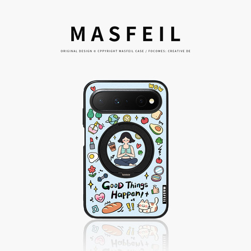 MASFEIL× 自律健康适用华为PuraXView手机壳磁吸带支架PW新款阔直板Pura X View全包保护套可爱高级感仿皮女