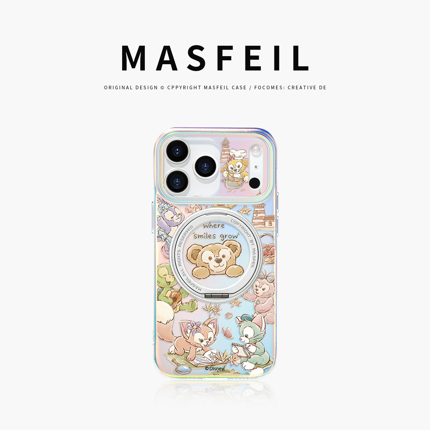 MASFEIL × 达菲熊花园适用苹果17Promax手机壳新款Lo5磁吸带支架iPhone16Pro支点套14可爱15好看高级感13pm
