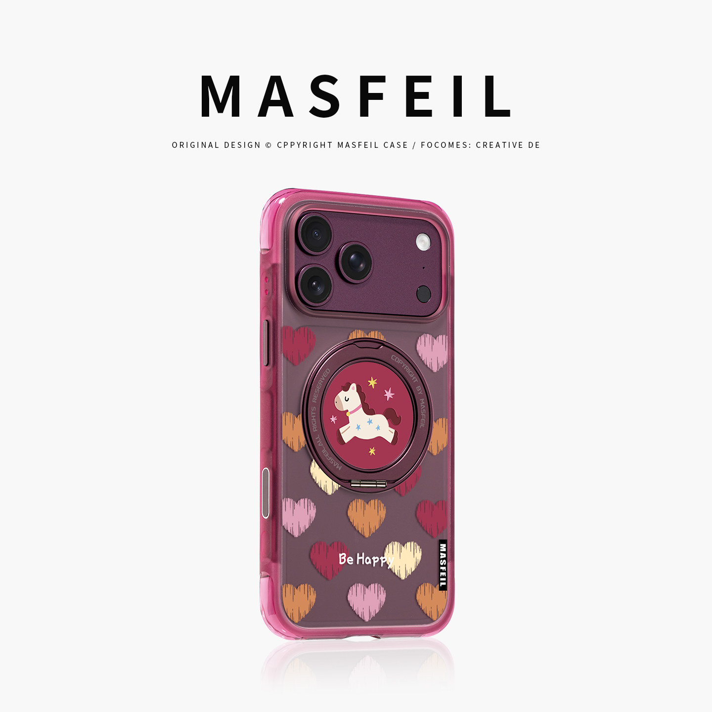 MASFEIL× 爱心小马适用iPhone18Promax手机壳新款ip18磁吸带支架Go5苹果17Pro保护套支点全包高级感17pm可爱