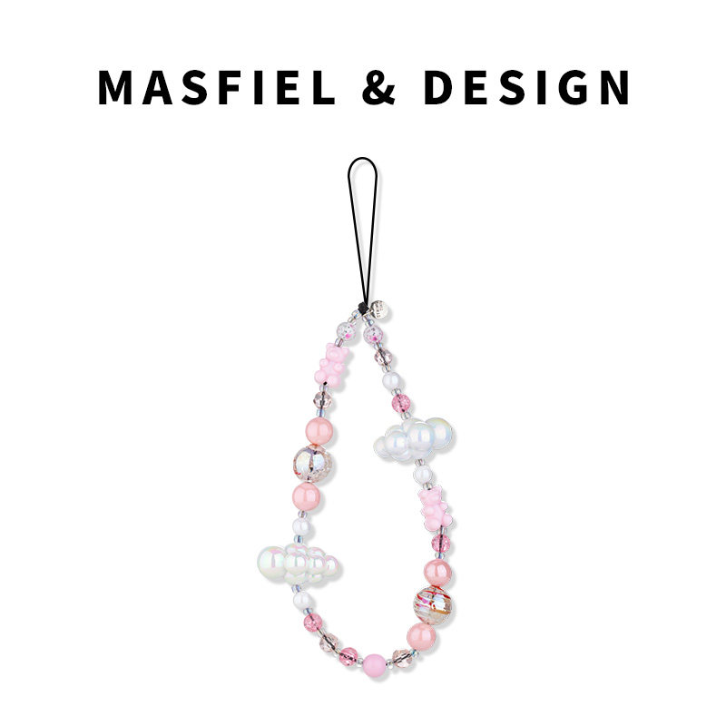 MASFIEL × 粉色小熊白云手机链挂绳炫彩短款挂链绳子适用苹