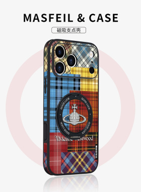 MASFEIL × 西太后拼贴适用iPhone17Promax手机壳新款ip15磁吸带支架苹果16Pro保护套Ho5支点14好看13pm全包