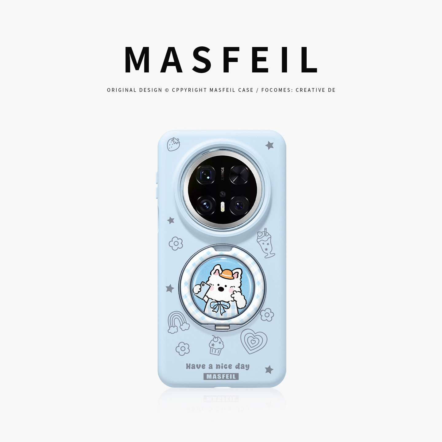 MASFEIL × 自拍小狗适用华为Mate70Pro手机壳mate80带支架mt60por+液态硅胶Eo1支点保护套高级感全包新款女