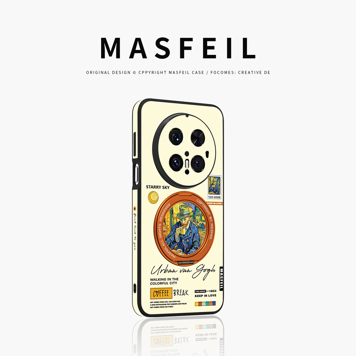 MASFEIL × 咖啡屋梵高适用华为Mate80Promax手机壳mt70新款Pura90磁吸支点mate60por支架Ho5全包80高级感p70