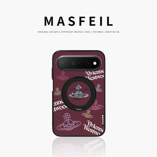 MASFEIL× 潮流土星适用华为PuraXView手机壳磁吸带支架PW新款阔直板Pura X View全包保护套防摔高级感仿皮女