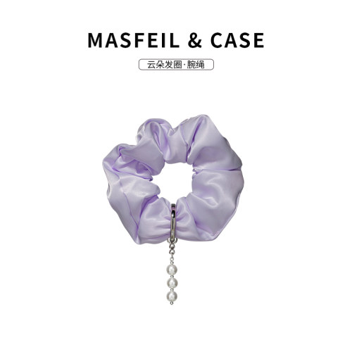 MASFEIL × 紫色云朵发圈腕绳手机挂链挂绳短款挂链绳子适用苹果16手机壳配件包包炫彩挂件挂饰高级感防丢女