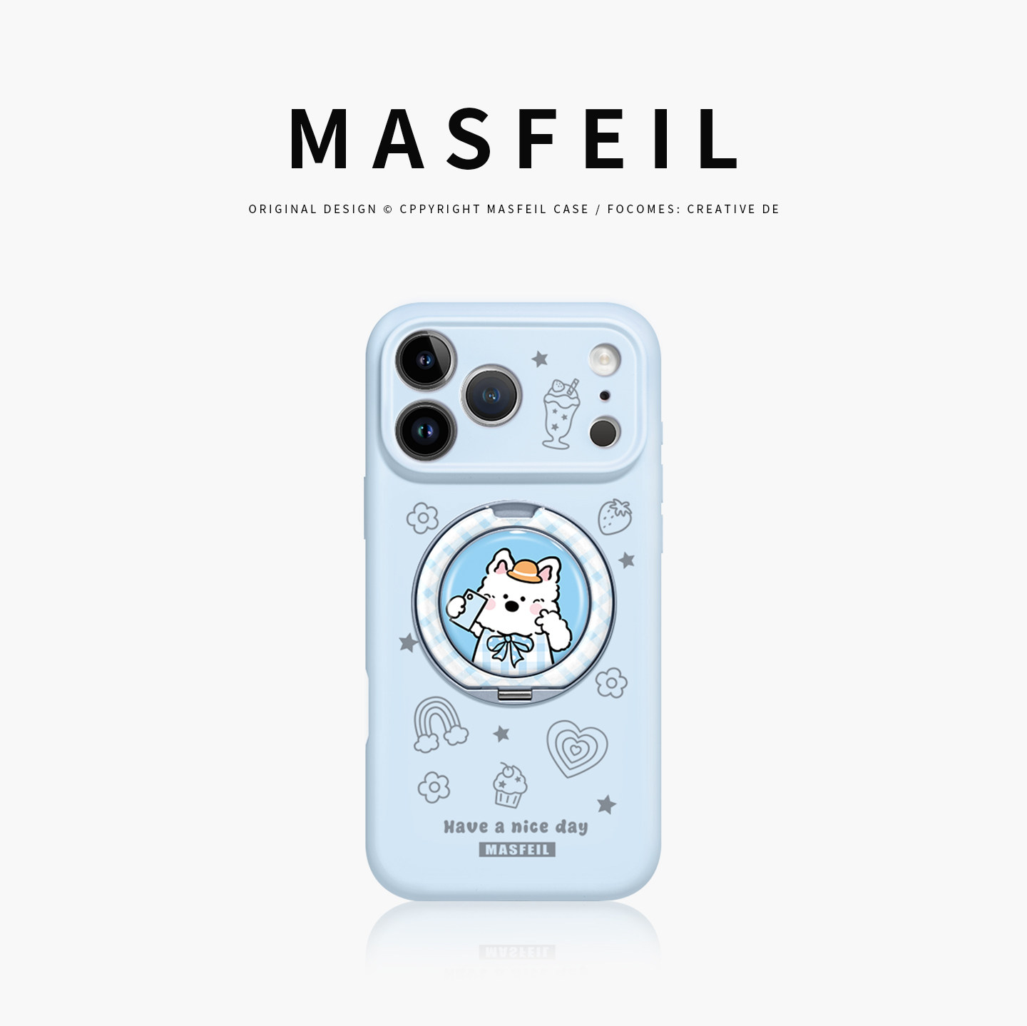 MASFEIL × 自拍小狗适用苹果18Promax手机壳新款16带支架iPhone17Pro保护套Eo1支点15液态硅胶13pm简约高级