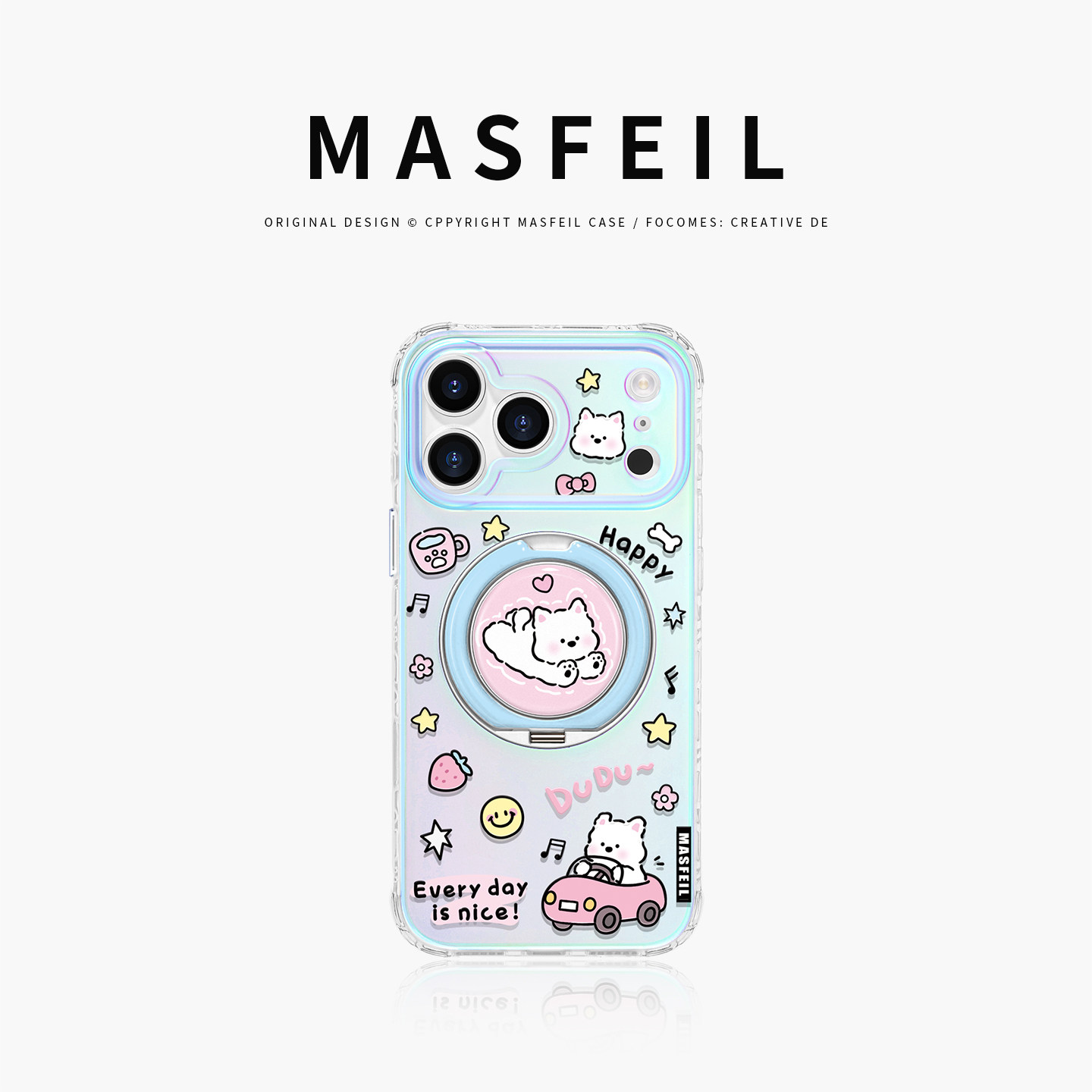 MASFEIL × 元气小狗适用苹果17Promax手机壳新款Lo9带支架iPhone16Pro保护套ip15高级14支点可爱13pm好看