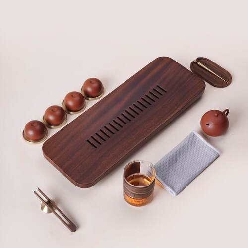 一条中式长方形黑胡桃木茶盘家用