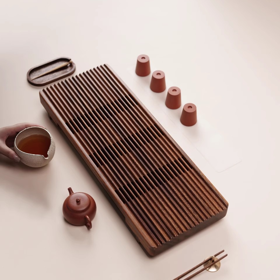 一条黑胡桃木茶盘家用