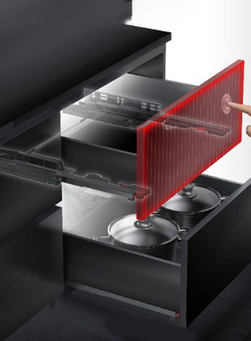 TUTTI图腾滑轨S39隐藏式三节反弹缓冲同步滑轨免拉手静音滑轨轨道