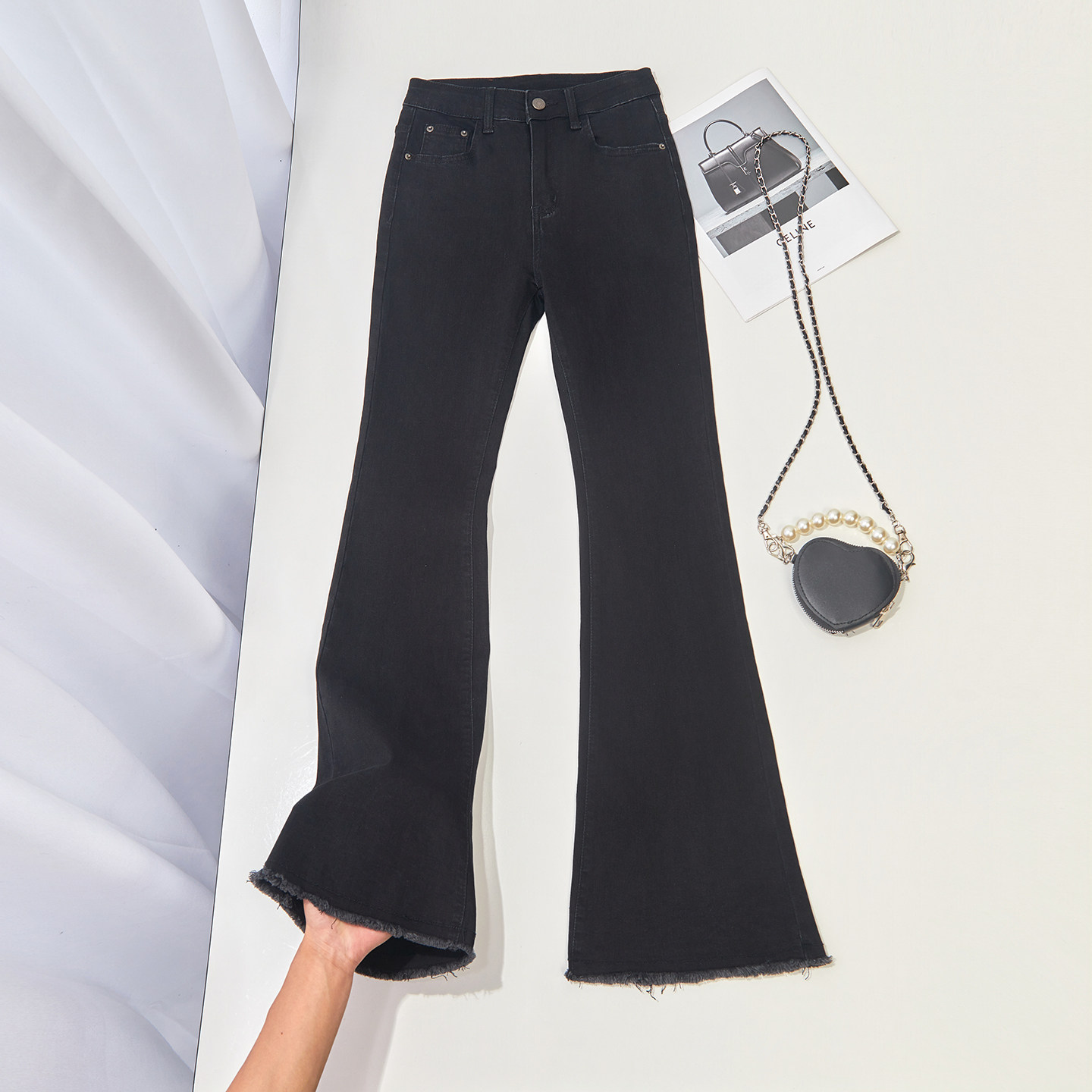 高腰显瘦微喇牛仔裤女2025秋新款百搭休闲弹力修身辣妹马蹄喇叭裤,女装/女士精品,牛仔裤,淘宝优惠券,粉丝福利购,淘宝优惠卷