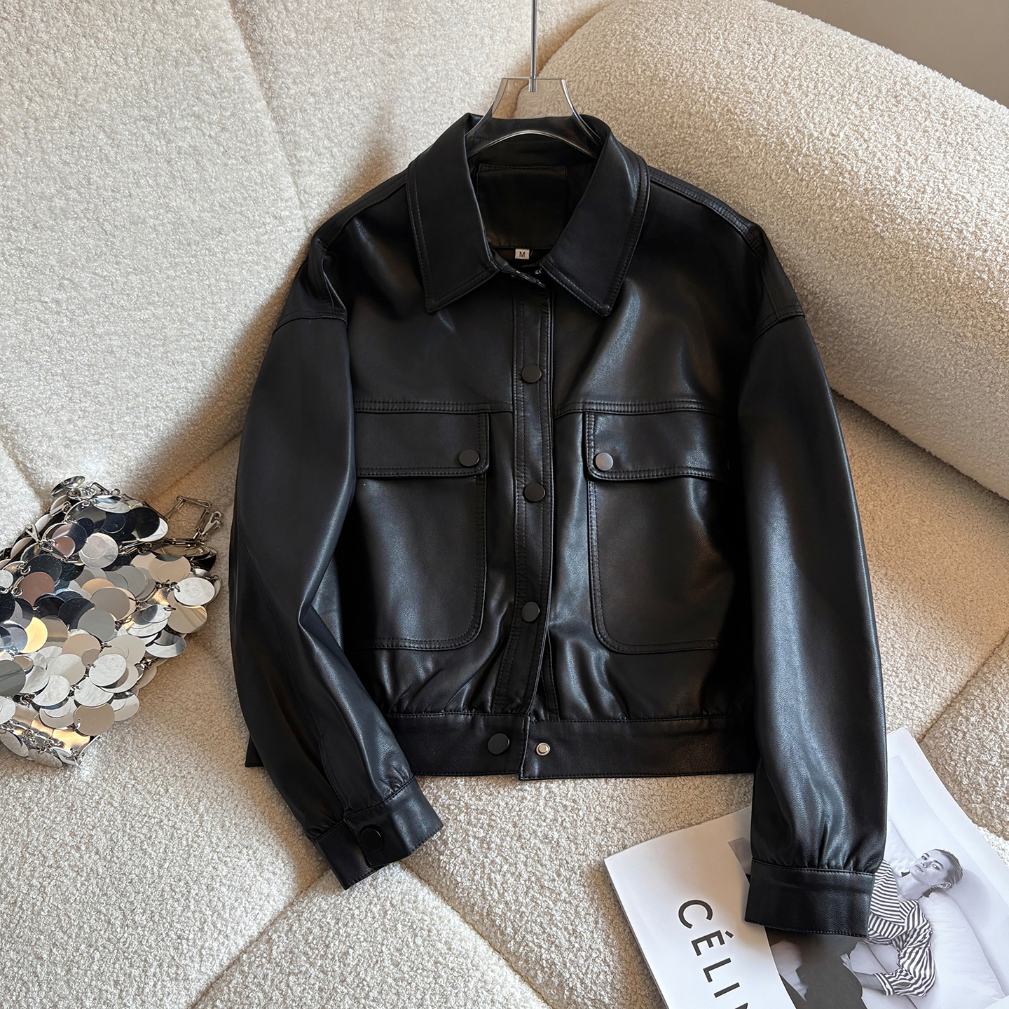 复古黑色美拉德短款机车服外套女