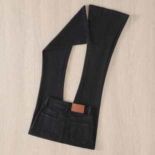 显瘦休闲百搭阔腿喇叭裤 黑色高腰微喇牛仔裤 修身 新款 女2026年春季