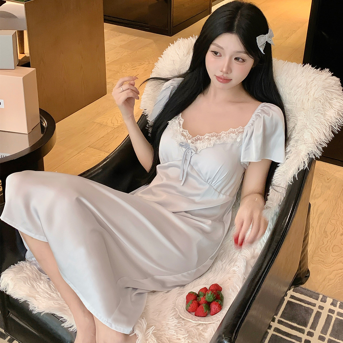 2025新款睡衣女夏季天冰丝绸蕾丝