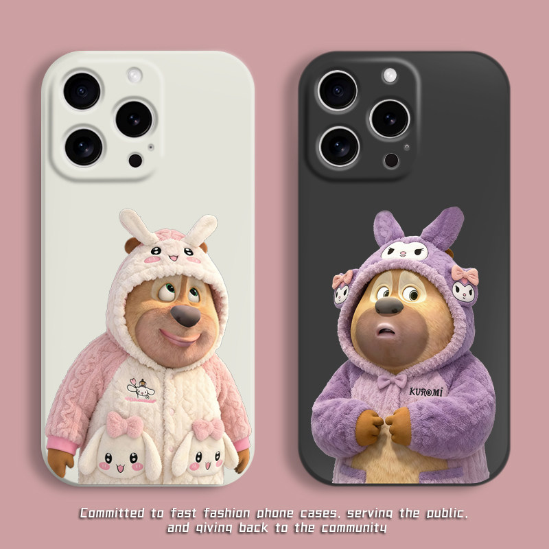 睡衣熊二手机壳周边适用苹果17promax小米红米透明硅胶软vi